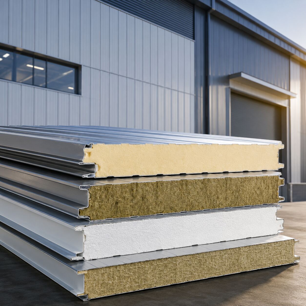 Insulated sandwich panel close-up