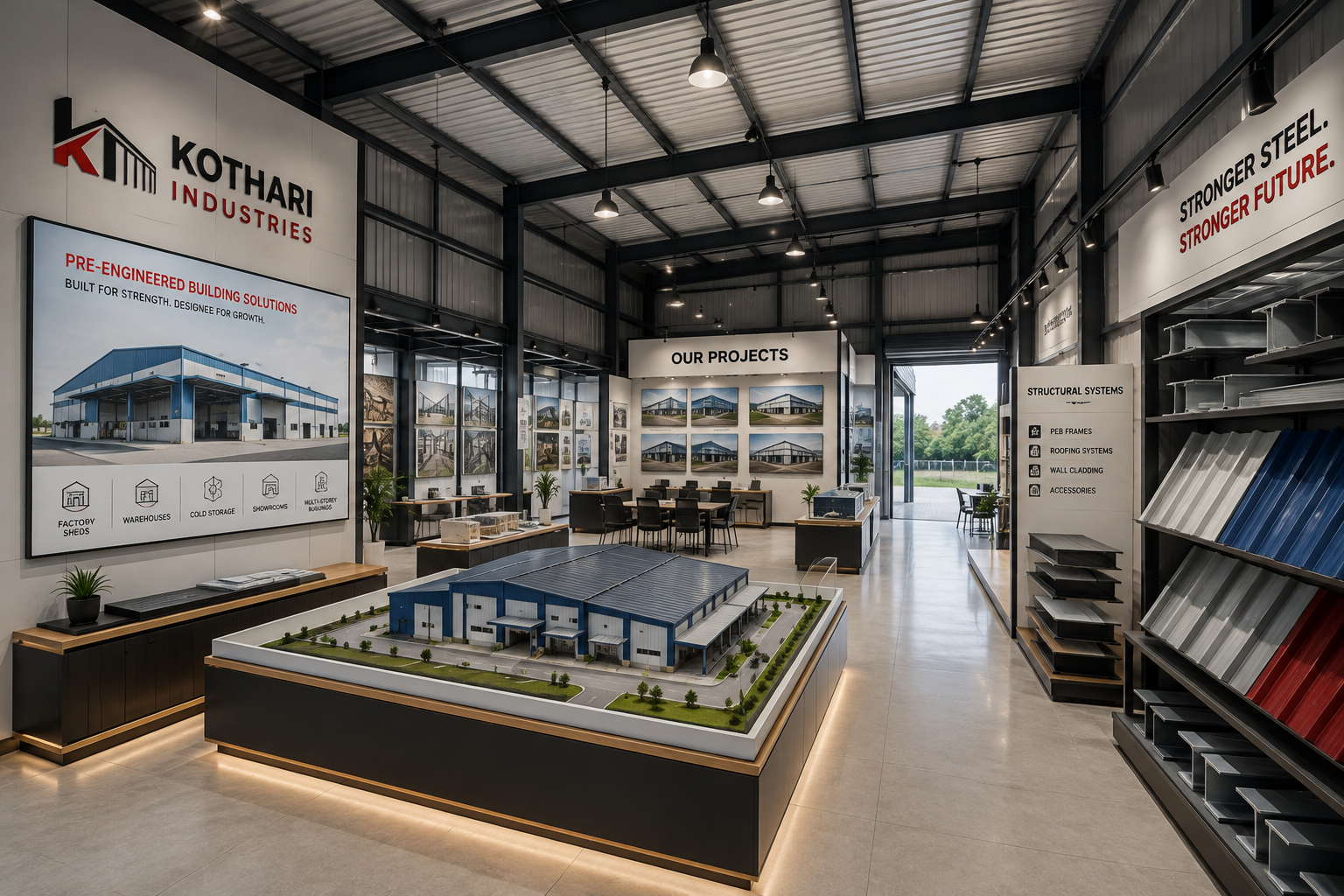 Commercial showroom PEB building